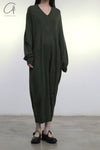 SWAYING/KNIT V-neck wide dress SW23AW2L21 dark green PS65
